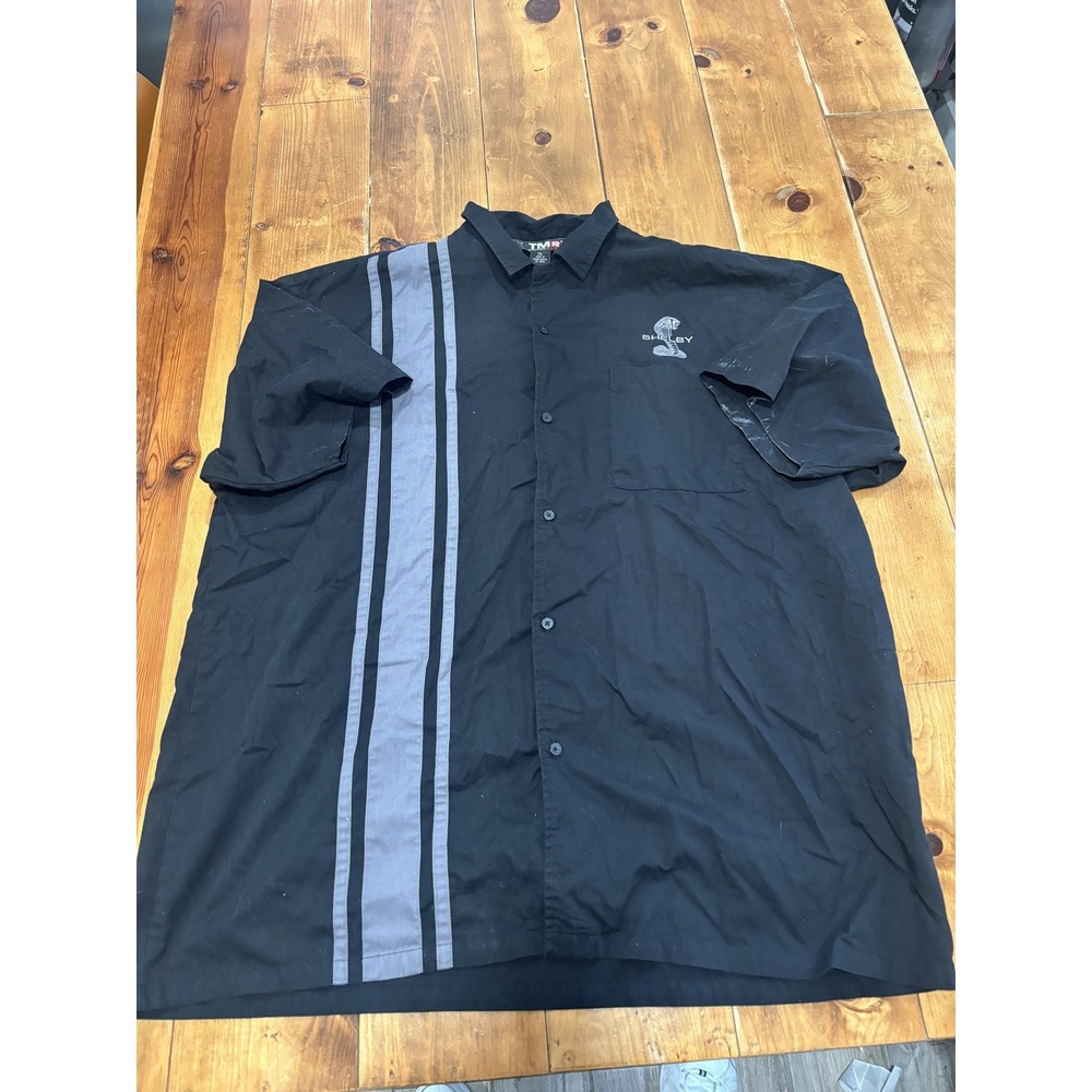 TMR Tri-Mountain Racewear Shelby Cobra Button Down Shirt Men's 2XL Black Gray